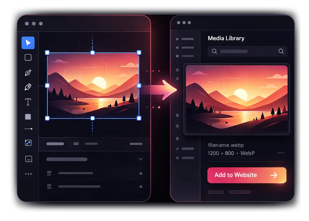 Preview of the Figma plugin interface showing image selection and export options